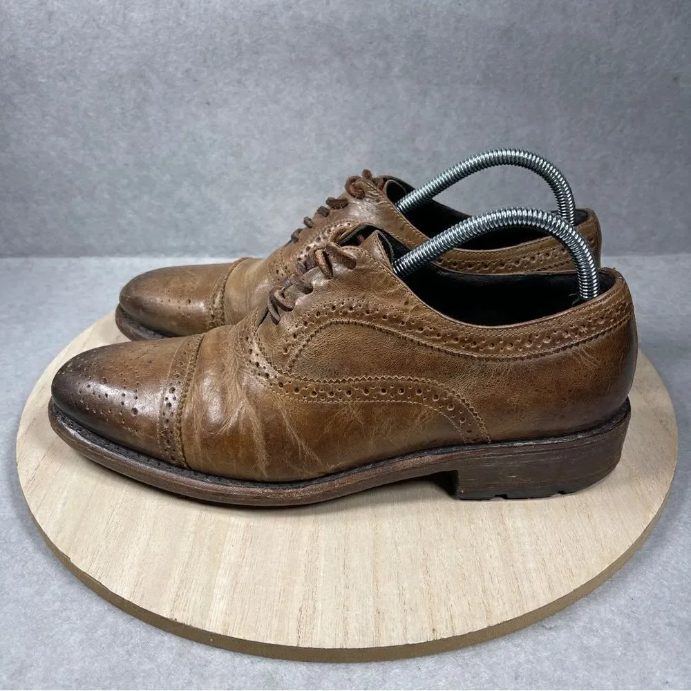 FREEBIRD Mens Steven George Brown Brogue Leather Oxford Wingtip Shoes Size 9